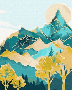 Malen nach Zahlen - Berggipfel mit metallischen Farben Extra ©art_selena_ua