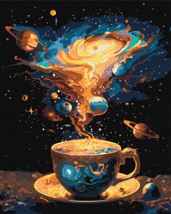 Malen nach Zahlen - Space Tea Party mit metallischen Farben ©art_selena_ua