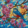 Malen nach Zahlen - Buntglasfenster. Eine Meise ©art_selena_ua