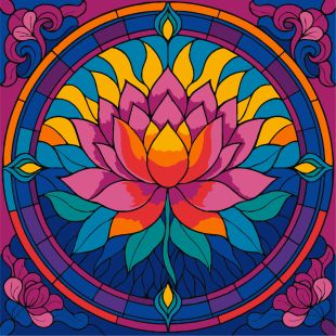 Malen nach Zahlen - Buntglasfenster. Lotus ©art_selena_ua