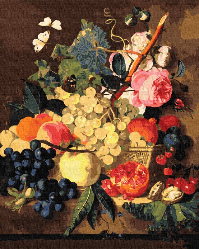 Malen nach Zahlen - Korb mit Früchten ©Jan van Huysum