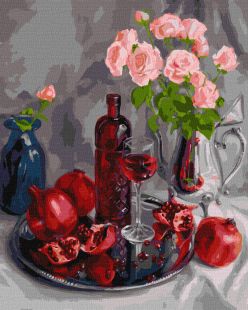 Malen nach Zahlen - Granatapfel-Stillleben ©Yulia Tomesko