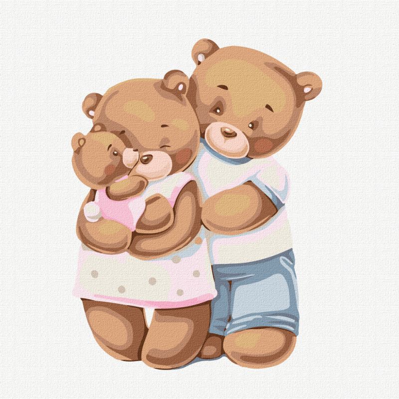 Malen nach Zahlen - Glückliche Familie von Bärenjungen ©tanya_bonya