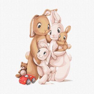 Malen nach Zahlen - Eine kleine Hasenfamilie ©tanya_bonya