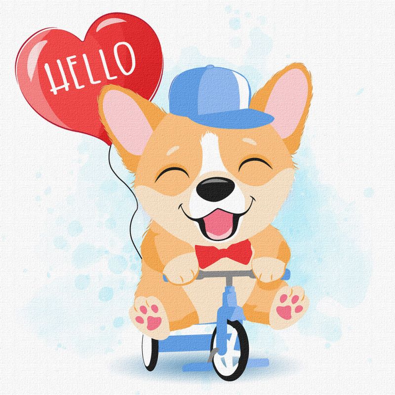 Malen nach Zahlen - Fröhlicher Corgi