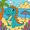Malen nach Zahlen - Verspielter Dinosaurier ©art_selena_ua