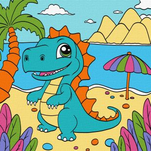 Malen nach Zahlen - Verspielter Dinosaurier ©art_selena_ua