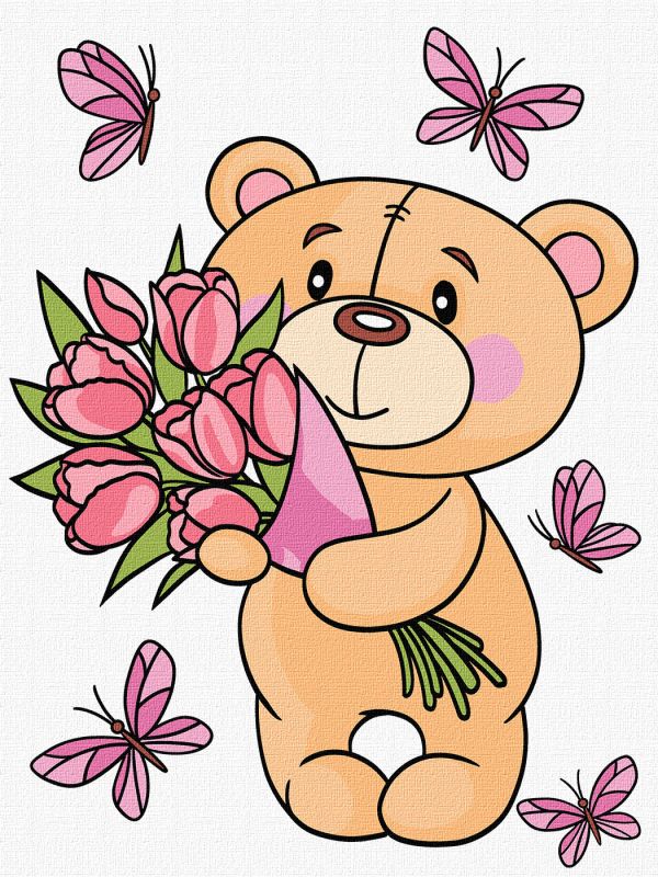 Painting by numbers - An adorable teddy bear