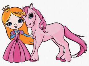 Malen nach Zahlen - Eine Prinzessin und ein Einhorn