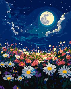 Malen nach Zahlen - Mystische Nacht über einer Frühlingswiese ©art_selena_ua