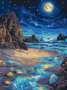 Malen nach Zahlen - Glänzende Küste mit extra Metallic-Farben ©art_selena_ua