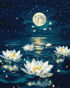 Malen nach Zahlen - Lotus unter dem Schein mit extra Metallic-Farben ©art_selena_ua