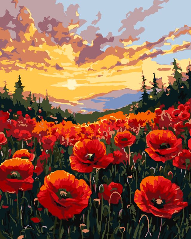 Malen nach Zahlen - Ein Feld voller Mohnblumen ©art_selena_ua