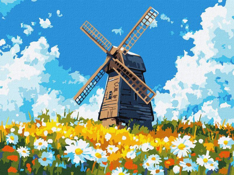 Malen nach Zahlen - Mühle mitten auf einem Feld ©art_selena_ua