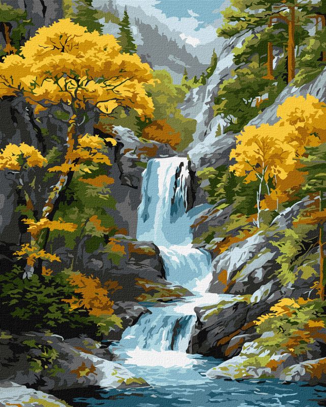 Malen nach Zahlen - Unter dem Wasserfall des Herbstes ©art_selena_ua