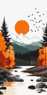 Malen nach Zahlen - Gelber Mond inmitten des Herbstwaldes ©art_selena_ua