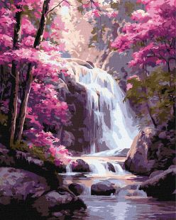 Malen nach Zahlen - Wasserfall im rosa Wald ©art_selena_ua