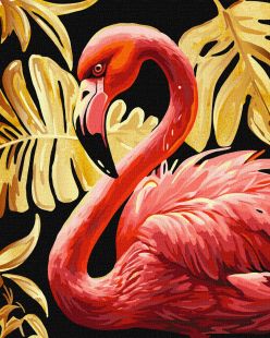 Malen nach Zahlen - Eleganter Flamingo mit metallischen Farben Extra ©art_selena_ua