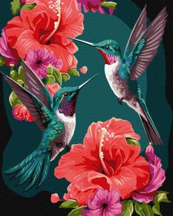 Malen nach Zahlen - Smaragdfarbene Kolibris mit metallischen Farben Extra ©art_selena_ua