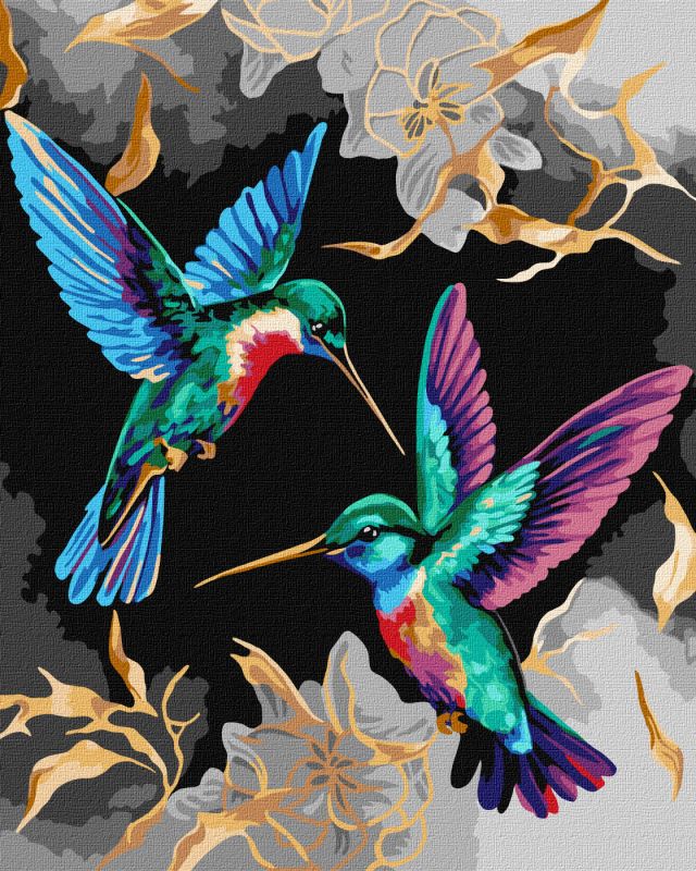 Malen nach Zahlen - Der Kolibri-Tanz mit metallischen Farben Extra ©art_selena_ua