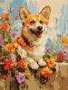 Malen nach Zahlen - Ein Corgi in Blumen ©art.solomiia