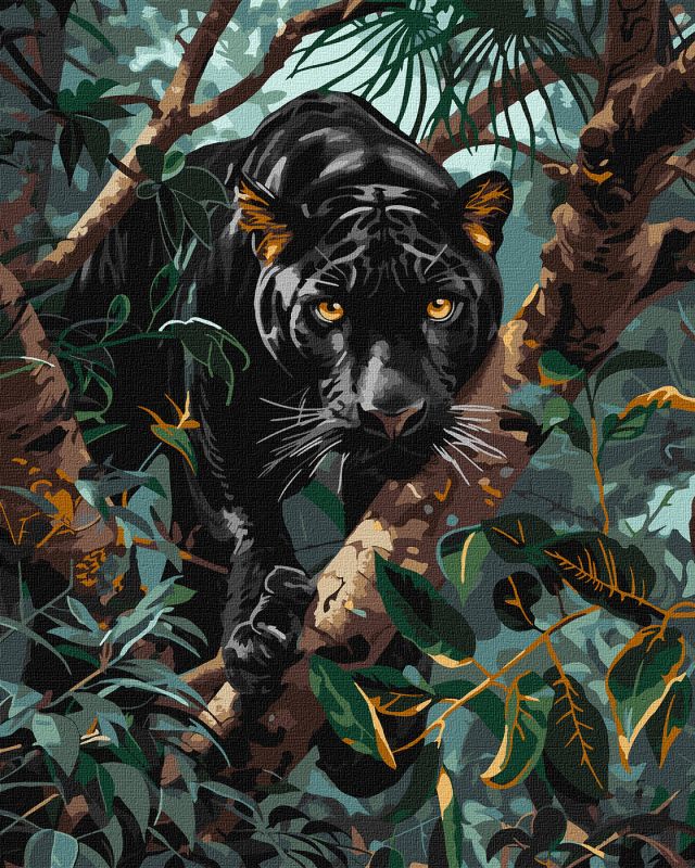 Malen nach Zahlen - Ein anmutiger Panther mit Metallic-Farben ©art_selena_ua