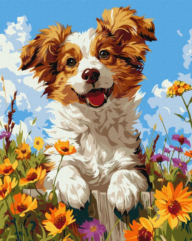 Painting by numbers - A dog in flowers ©art_selena_ua