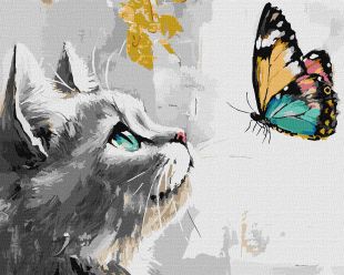 Malen nach Zahlen - Eine verträumte Katze mit extra Metallic-Farben ©art_selena_ua