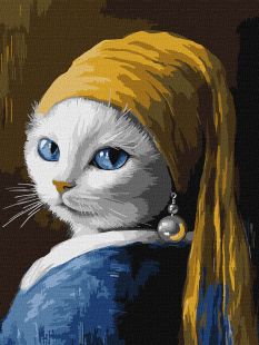Malen nach Zahlen - Katze mit einem Perlenohrring ©art_selena_ua