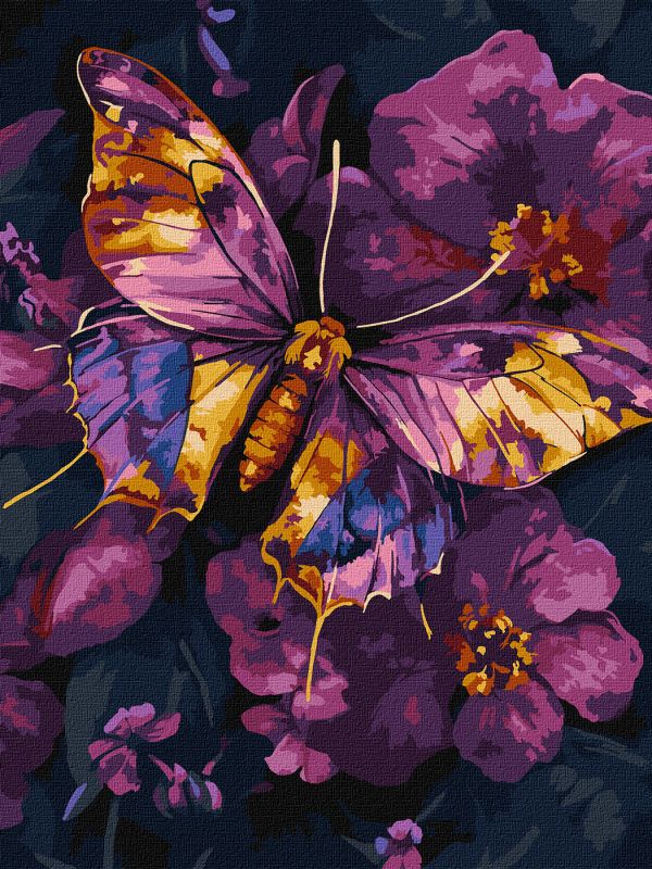 Malen nach Zahlen - Goldener Schmetterling mit extra Metallic-Farben ©art_selena_ua