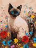 Malen nach Zahlen - Kätzchen in Blumen ©art.solomiia