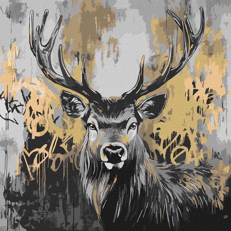 Malen nach Zahlen - Goldener Hirsch mit metallischen Farben ©art_selena_ua