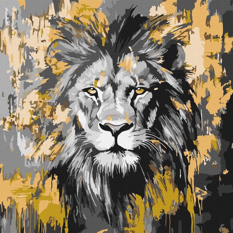 Malen nach Zahlen - Goldener Löwe mit metallischen Farben ©art_selena_ua