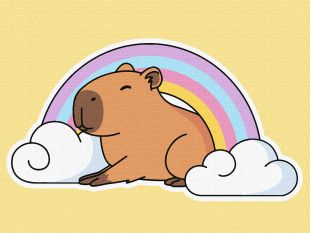 Malen nach Zahlen - Capybara und der Regenbogen