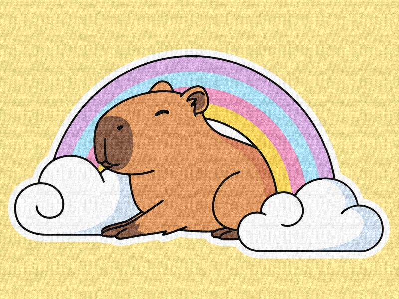 Malen nach Zahlen - Capybara und der Regenbogen