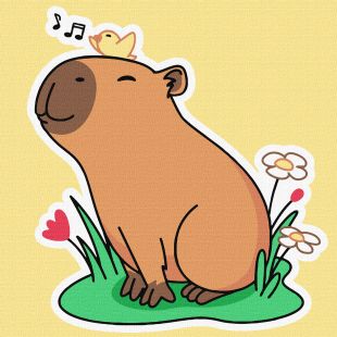 Malen nach Zahlen - Capybara lauscht dem Vogelgesang ©art_selena_ua