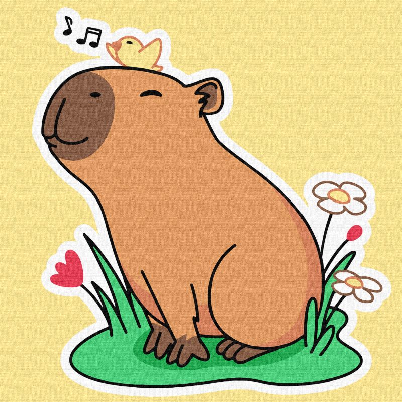 Malen nach Zahlen - Capybara lauscht dem Vogelgesang ©art_selena_ua