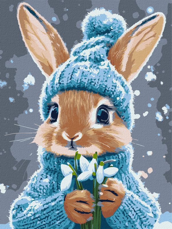 Malen nach Zahlen - Kaninchen mit Schneeglöckchen ©art_selena_ua
