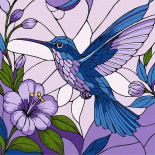 Malen nach Zahlen - Buntglasfenster. Kolibri ©art_selena_ua