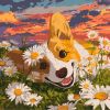 Malen nach Zahlen - Corgi in Gänseblümchen ©art_selena_ua
