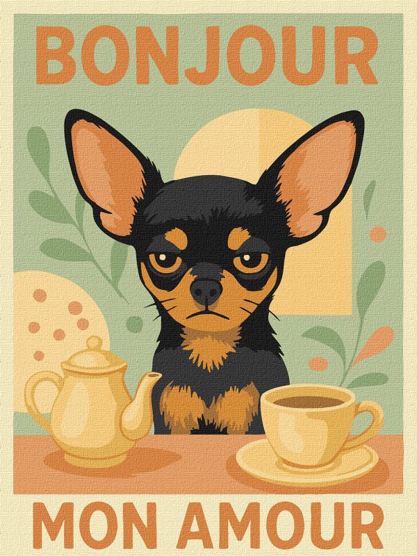 Malen nach Zahlen - Poster. Morgen mit dem Chihuahua ©art_selena_ua