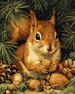 Malen nach Zahlen - Eichhörnchen und Nüsse ©art_selena_ua