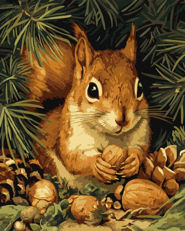 Malen nach Zahlen - Eichhörnchen und Nüsse ©art_selena_ua