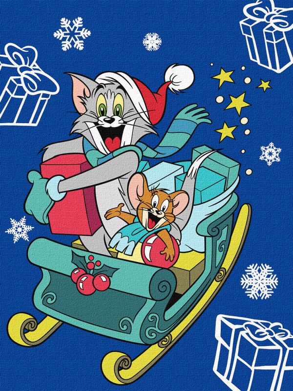Malen nach Zahlen - Tom und Jerry: auf dem Schlitten ©Warner Bros.