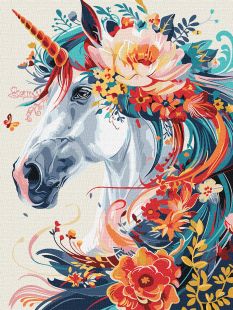 Malen nach Zahlen - Blumiges Einhorn ©art_selena_ua