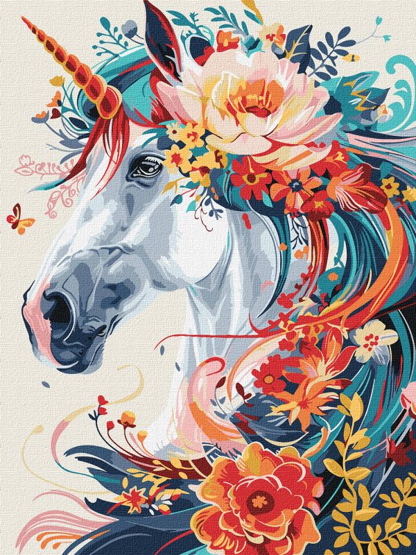 Malen nach Zahlen - Blumiges Einhorn ©art_selena_ua