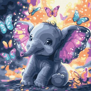 Malen nach Zahlen - Ein sorgloser Elefant mit metallischen Farben ©art_selena_ua