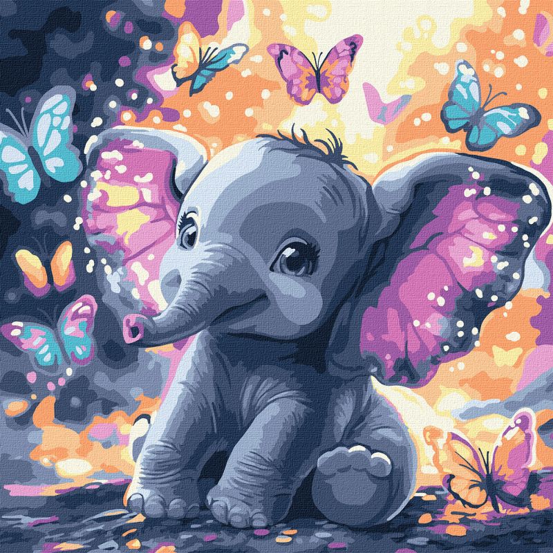 Malen nach Zahlen - Ein sorgloser Elefant mit metallischen Farben ©art_selena_ua