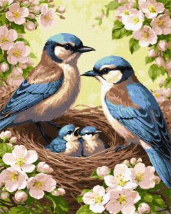 Malen nach Zahlen - Meisenfamilie in voller Blüte ©art_selena_ua