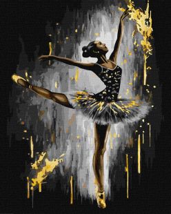 Malen nach Zahlen - Anmutige Ballerina mit metallischen Farben Extra© art_selena_ua